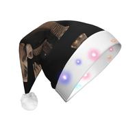 WZYCWB Grande cappello di Babbo Natale stampato con elefante con luci a LED, perfetto per feste di Natale, spettacoli teatrali e feste festive.