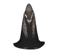 WZYCWB Grande mantello con cappuccio stampato con ali d'angelo, costume per feste di carnevale, taglie S/M/L
