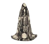 WZYCWB Grande mantello con cappuccio stampato con scheletro, costume per feste di carnevale, taglie S/M/L