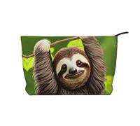 WZYCWB Graziosa borsa cosmetica in velluto a coste con bradipo, borsa da donna portatile con cerniera, adatta per viaggi e conservazione quotidiana, cosmetici