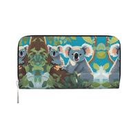 WZYCWB Graziosi portafogli con cerniera in pelle nera a forma di gatto e porta carte sono perfetti per i viaggi o l'uso quotidiano, Due Koala felici, Taglia unica