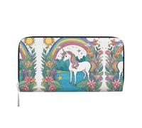 WZYCWB Graziosi portafogli con cerniera in pelle nera a forma di gatto e porta carte sono perfetti per i viaggi o l'uso quotidiano, Unicorni sul fiume, Taglia unica