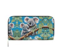 WZYCWB Graziosi portafogli con cerniera in pelle nera a forma di gatto e porta carte sono perfetti per i viaggi o l'uso quotidiano, Due simpatici koala, Taglia unica