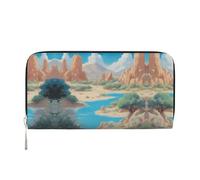 WZYCWB Graziosi portafogli con cerniera in pelle nera a forma di gatto e porta carte sono perfetti per i viaggi o l'uso quotidiano, Oasi nel deserto, Taglia unica