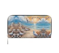 WZYCWB Graziosi portafogli con cerniera in pelle nera a forma di gatto e porta carte sono perfetti per i viaggi o l'uso quotidiano, Molti gabbiani carini, Taglia unica