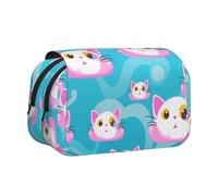 WZYCWB Grazioso astuccio portatile con motivo gatto con orecchie rosa, ideale per organizzare penne in ufficio o riporre pennelli da trucco