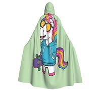 WZYCWB grazioso mantello con cappuccio di Halloween con unicorno, un elegante mantello per adulti perfetto per carnevale, feste a tema e feste in maschera.