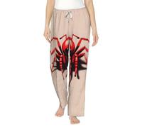 WZYCWB Grazioso pigiama da donna in flanella con stampa ragno rosso - Abbigliamento elegante per la casa -, Nero , L