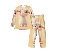 WZYCWB Grazioso set da salotto da uomo, pigiama a maniche lunghe stampato, pratiche tasche laterali, Nero, M