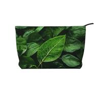 WZYCWB Green Leaf Nature - Borsa per cosmetici in velluto a coste, da donna, portatile, con cerniera, adatta per viaggi e conservazione quotidiana, cosmetici
