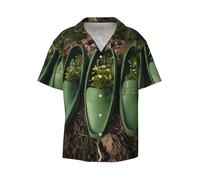 WZYCWB Green Shoes - Camicia a maniche corte da uomo, casual, con bottoni, per vacanze, spiaggia, Nero, XXL