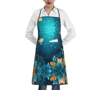 WZYCWB Grembiule da cucina con illustrazione di pesce, grembiule per la pulizia del barbecue, per lavori domestici, supermercati, hotel, barbecue, 71,9 x 51,8 cm, unisex