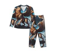 WZYCWB Griffin - Pigiama da donna a maniche lunghe, 2 pezzi, comodo e casual, Nero, S