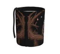 WZYCWB Gufo sotto il cielo stellato cestino portatile per auto, pratico secchio portaoggetti per auto, pratico, comodo e pieghevole, un must per le auto.