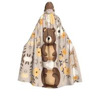 WZYCWB Happy Bear - Mantello con cappuccio per adulti, perfetto per feste di Halloween, cosplay, spettacoli teatrali e riunioni a tema.