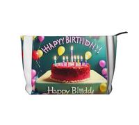 WZYCWB Happy Birthday Bella borsa cosmetica in velluto a coste, borsa da donna portatile con cerniera, adatta per viaggi e conservazione quotidiana, cosmetici