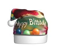 WZYCWB Happy Birthday Bellissimo cappello di Natale per adulti, unisex, Babbo Natale, Halloween, festa di vacanza adulto peluche cappello di Natale