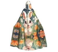 WZYCWB Happy Bunny - Mantello con cappuccio per adulti, perfetto per feste di Halloween, cosplay, spettacoli teatrali e riunioni a tema.