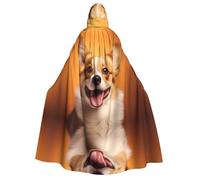 WZYCWB Happy Corgi - Mantello con cappuccio per adulti, perfetto per feste di Halloween, cosplay, spettacoli teatrali e riunioni a tema.