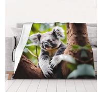 WZYCWB Happy Cute Koala - Coperta in flanella stampata da 101,6 x 76,2 cm, 76-203,2 cm. Una coperta calda per l'autunno e una coperta da viaggio portatile.