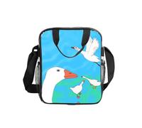 WZYCWB Happy White Goose Borsa a tracolla trasparente con cerniera e tracolla per donne uomini lavoro shopping