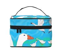 WZYCWB Happy White Goose Borsa cosmetica grande da donna, borsa cosmetica portatile di grande capacità, borsa cosmetica da viaggio per ragazze, nera, taglia unica, nera, taglia unica, Nero , Taglia