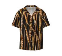 WZYCWB Harvest of Wheat Ears, camicia a maniche corte da uomo, casual, con bottoni, abbigliamento da spiaggia, nero, L
