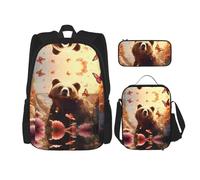 WZYCWB Heads Up Bear - Set zaino (3 pezzi) - borsa per la scuola per studenti + astuccio + borsa per il pranzo, zaino di grande capacità