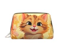 WZYCWB Heads Up - Trousse in pelle con motivo pesci, perfetta per portare a mano o organizzare la casa, Felice Gatto Cartoon, Taglia unica