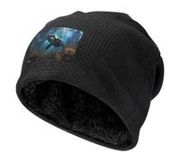 WZYCWB Huge Killer Whales Prints Black Fleece foderato caldo uomo donna cappuccio invernale sport outdoor sci Cap, Nero , Taglia unica
