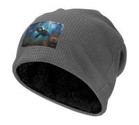 WZYCWB Huge Killer Whales Prints Black Fleece foderato caldo uomo donna cappuccio invernale sport outdoor sci Cap, grigio, Taglia unica