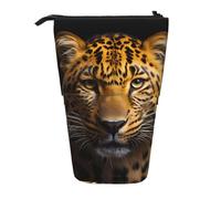 WZYCWB Il contenitore retrattile leopardato dagli occhi profondi per portapenne, porta pennelli da trucco o borse con coulisse per monete.