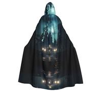 WZYCWB Il fantasma nella notte mantello da ballo modellato, abito da mago esteso per adulti, costume in maschera, abito da festa a tema carnevale