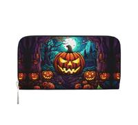 WZYCWB Il leone arrabbiato. pochette in pelle portafogli con cerniera e porta carte sono perfetti per i viaggi o l'uso quotidiano, Zucca Terrore, One Size