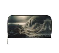 WZYCWB Il leone arrabbiato. pochette in pelle portafogli con cerniera e porta carte sono perfetti per i viaggi o l'uso quotidiano, Onde alte., One Size