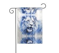 WZYCWB Il maestoso leone Bandiere decorative da giardino stampate, piccole bandiere impermeabili per esterni, decorazione per atmosfera festiva