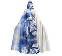 WZYCWB Il mantello con cappuccio stampato con leone silenzioso - Perfetto per feste di Halloween, spettacoli teatrali e servizi fotografici.