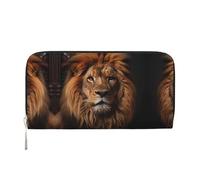 WZYCWB Il portafoglio con cerniera stampato Lion's Gaze è perfetto per viaggi, affari e uso quotidiano. Contiene telefoni cellulari e contanti.