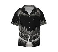 WZYCWB Illustration Dream Core - Camicia da uomo a maniche corte con stampa, casual, con bottoni, disponibile nelle taglie S-4XL, nero, 4XL