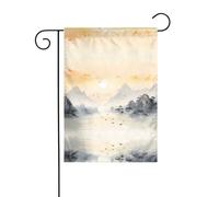 WZYCWB Illustrazione della montagna del tramonto Bandiere decorative del giardino stampate, piccole bandiere all'aperto impermeabili, decorazione dell'atmosfera festosa