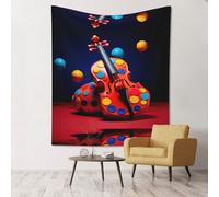 WZYCWB Immagine di sfondo con violino stampato decorativo da appendere alla parete, 152,4 x 129,5 cm, adatto per feste in campeggio, decorazione per la casa