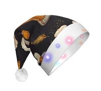 WZYCWB Immagine di sfondo della birra Cappello di Babbo Natale stampato con luci a LED, perfetto per feste di Natale, spettacoli teatrali e feste festive.