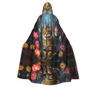WZYCWB Kittens- Mantello con cappuccio per adulti, adatto per riunioni di famiglia, spettacoli teatrali, cosplay e feste di Halloween