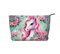 WZYCWB La borsa cosmetica da viaggio con stampa leopardata dagli occhi profondi, perfetta per viaggi di lavoro e vacanze., Unicorno rosa , Taglia unica