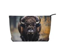 WZYCWB La borsa cosmetica da viaggio con stampa leopardata dagli occhi profondi, perfetta per viaggi di lavoro e vacanze., Bisonte nordamericano, Taglia unica