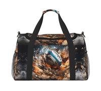 WZYCWB La borsa da viaggio per fitness con stampa leopardata dagli occhi profondi. Perfetta per allenamento yoga, brevi viaggi e attrezzatura da nuoto., Rugby in fiamme, One Size