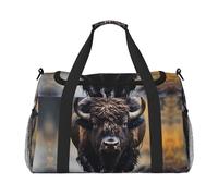 WZYCWB La borsa da viaggio portatile leopardo dagli occhi profondi borsa da weekend borsa fitness yoga borsa adatta per fitness e altri scenari, Bisonte nordamericano, Taglia unica