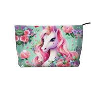 WZYCWB La borsa per cosmetici con stampa leopardata dagli occhi profondi, perfetta per viaggi di lavoro e viaggi., Unicorno rosa , Taglia unica