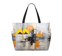 WZYCWB La pittura astratta grigia e gialla di arte ha stampato la borsa di viaggio della spiaggia per il nuoto e il fitness/shopping del supermercato/vacanza al mare