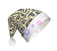 WZYCWB Labirinto Mappa del Tesoro Adulto Capodanno Cappello di Natale, con luci LED, unisex peluche cappello di Natale, Capodanno Natale festa regalo